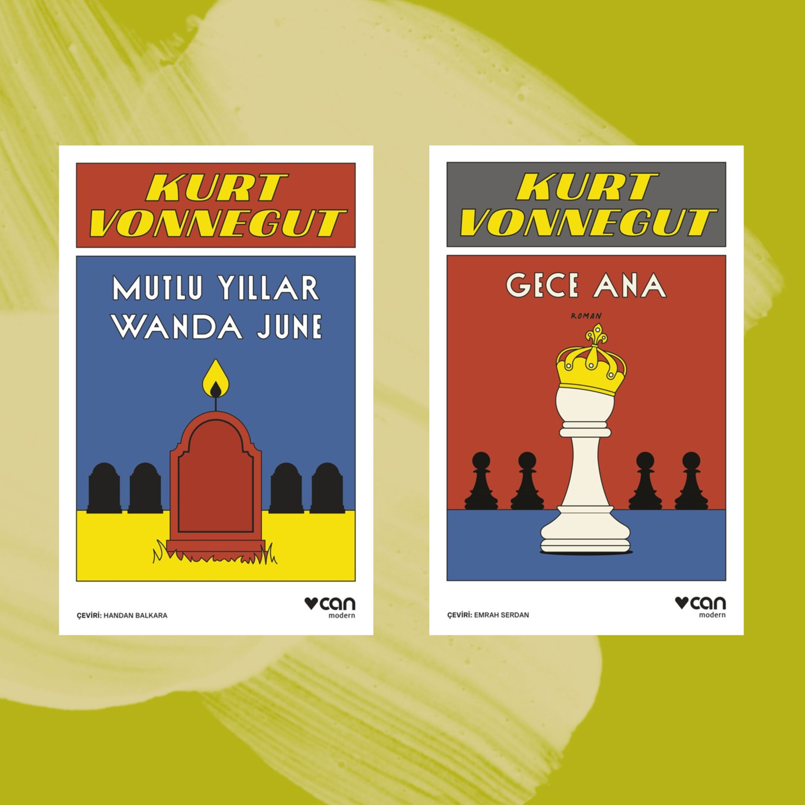 Kurt Vonnegut Gece Ana ve Mutlu Yıllar Wanda June kitap kapakları – Can Yayınları 2025